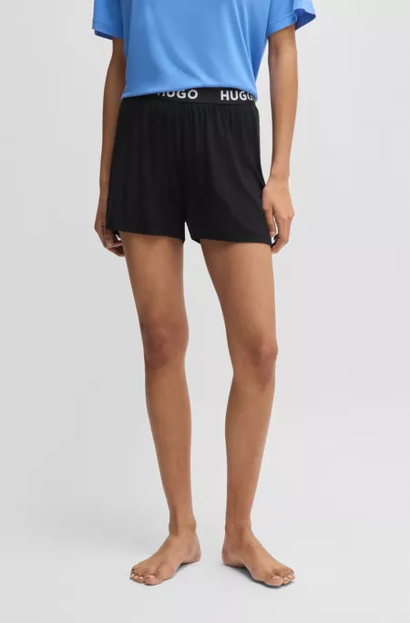 Pyjama shorts in stretch jersey with logo waistband