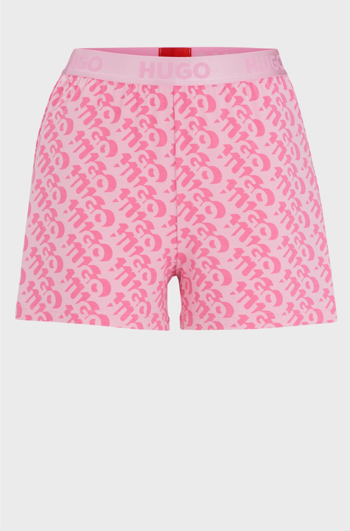 Stretch-jersey pyjama shorts with seasonal print, Pink Patterned