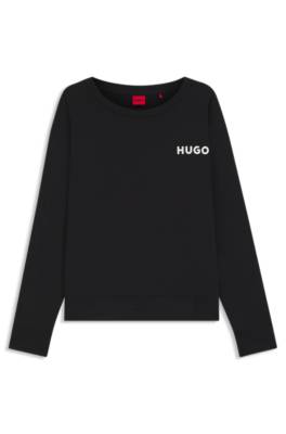 Relaxed-fit stretch-jersey pyjama top with logo print 1