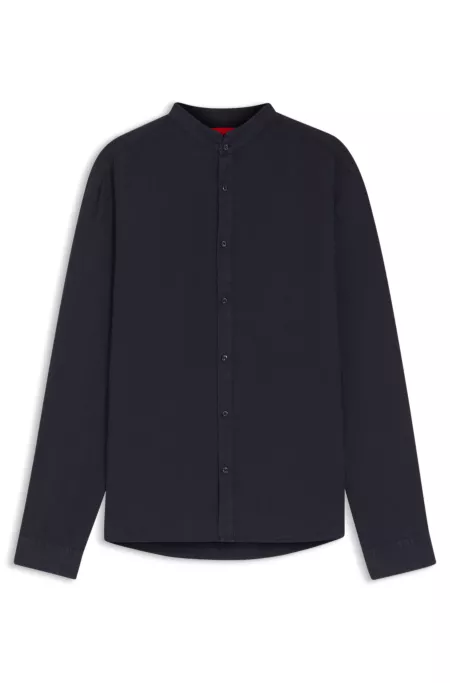 Slim-fit shirt in linen canvas