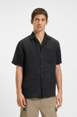 Relaxed-fit multi-occasional shirt in linen, Black