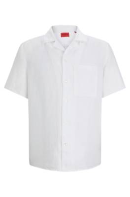 Hugo Boss Relaxed-fit Multi-occasional Shirt In Linen In White
