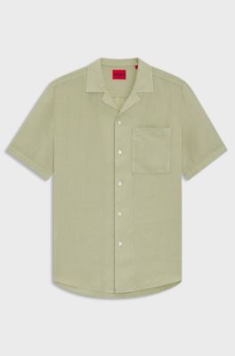 Relaxed-fit multi-occasional shirt in linen, Light Green