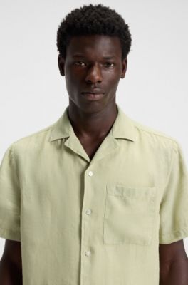 Relaxed-fit multi-occasional shirt in linen, Light Green