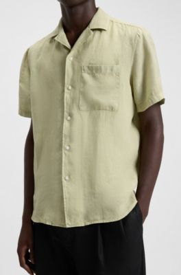 Relaxed-fit multi-occasional shirt in linen, Light Green