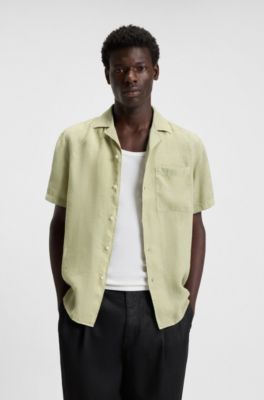 Relaxed-fit multi-occasional shirt in linen, Light Green