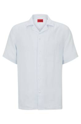 Hugo Boss Relaxed-fit Shirt In Pure Linen In Blue