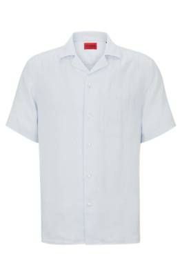 Hugo Relaxed-fit Shirt In Pure Linen In Blue