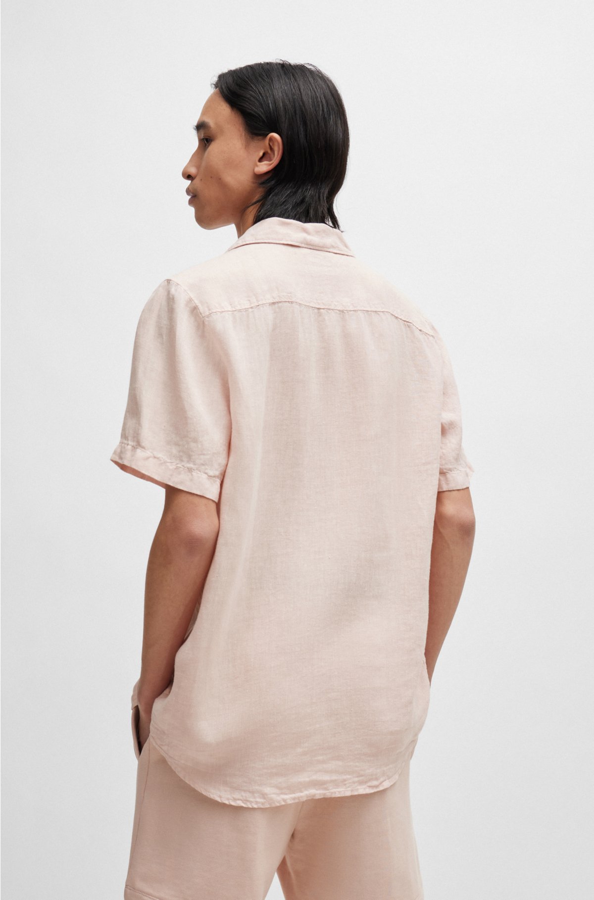 Relaxed-fit multi-occasional shirt in linen, light pink