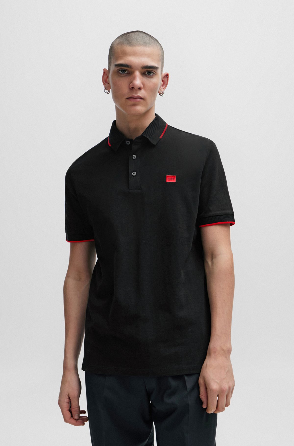HUGO - Slim-Fit Poloshirt aus Baumwoll-Piqué mit Logo-Label
