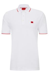 Slim-Fit Poloshirt aus Baumwoll-Piqué mit Logo-Label, Weiß