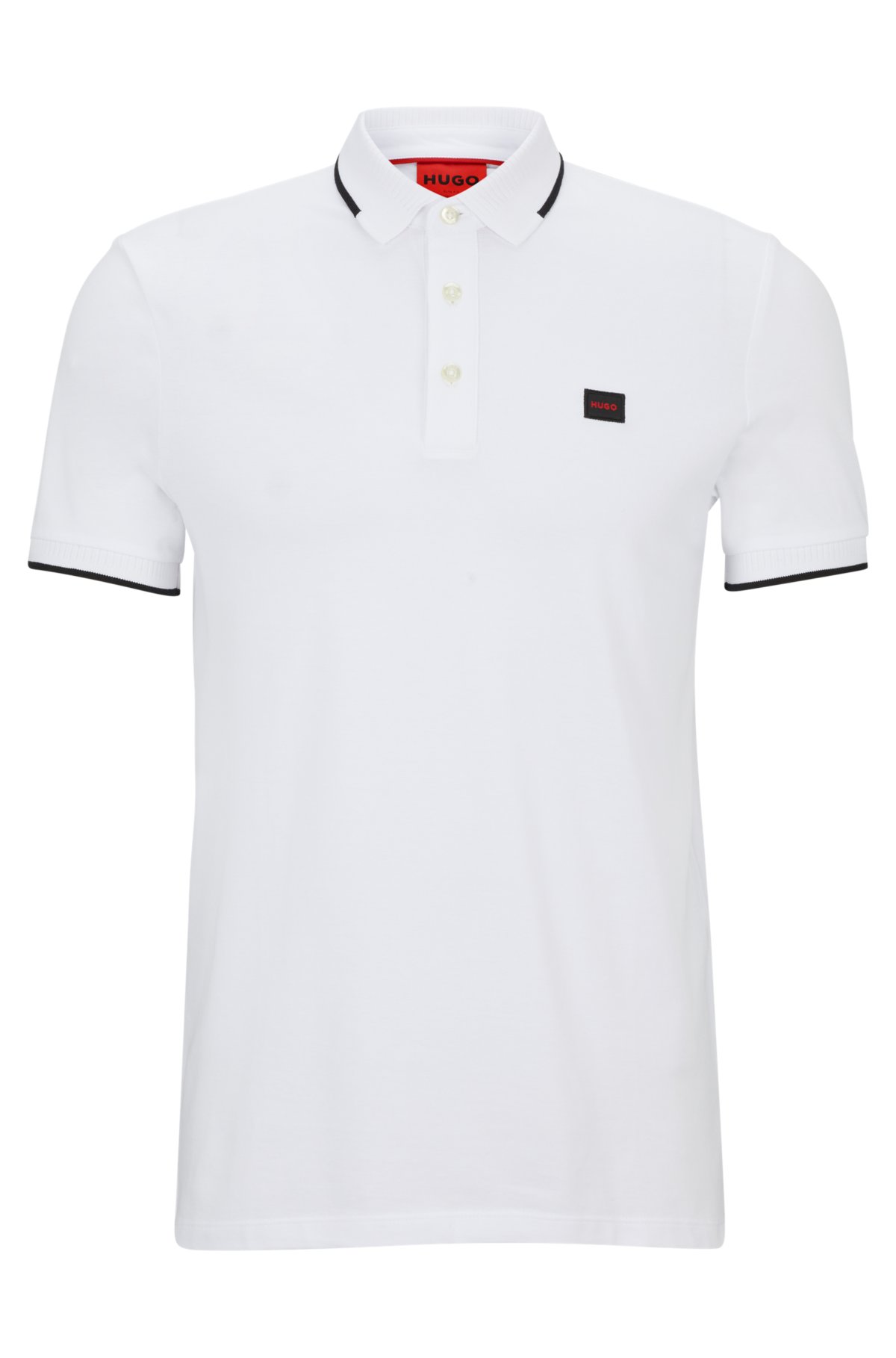 HUGO Cotton-piqué slim-fit polo shirt with logo label