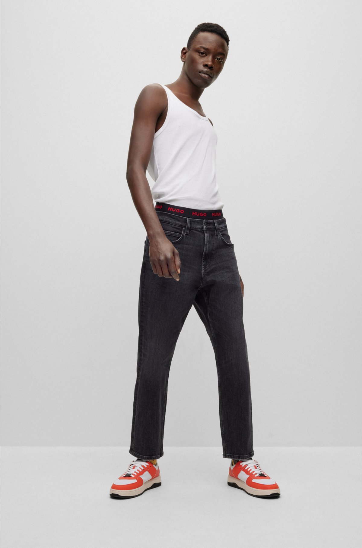 HUGO denim jeans black - comfort-stretch Regular-fit in