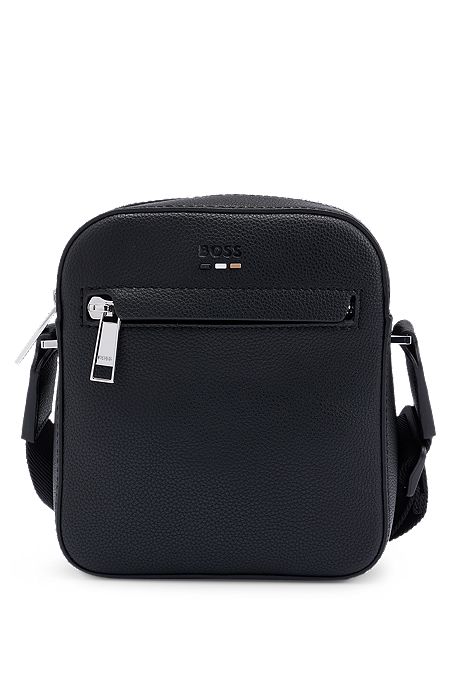 Reporter bag in grained faux leather, Black