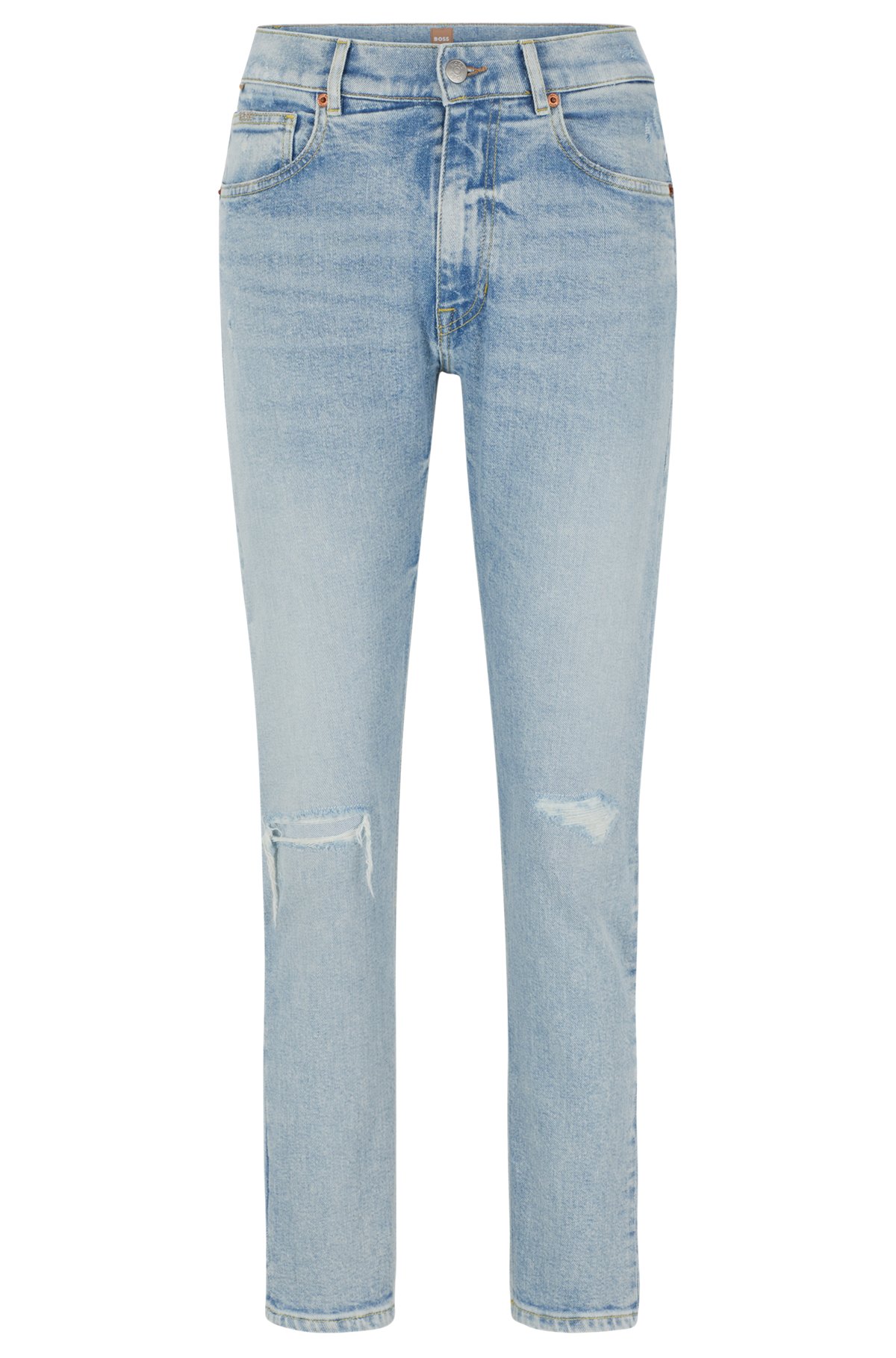 Blaue Jeans aus bequemem Stretch-Denim in Cropped-Länge, Hellblau