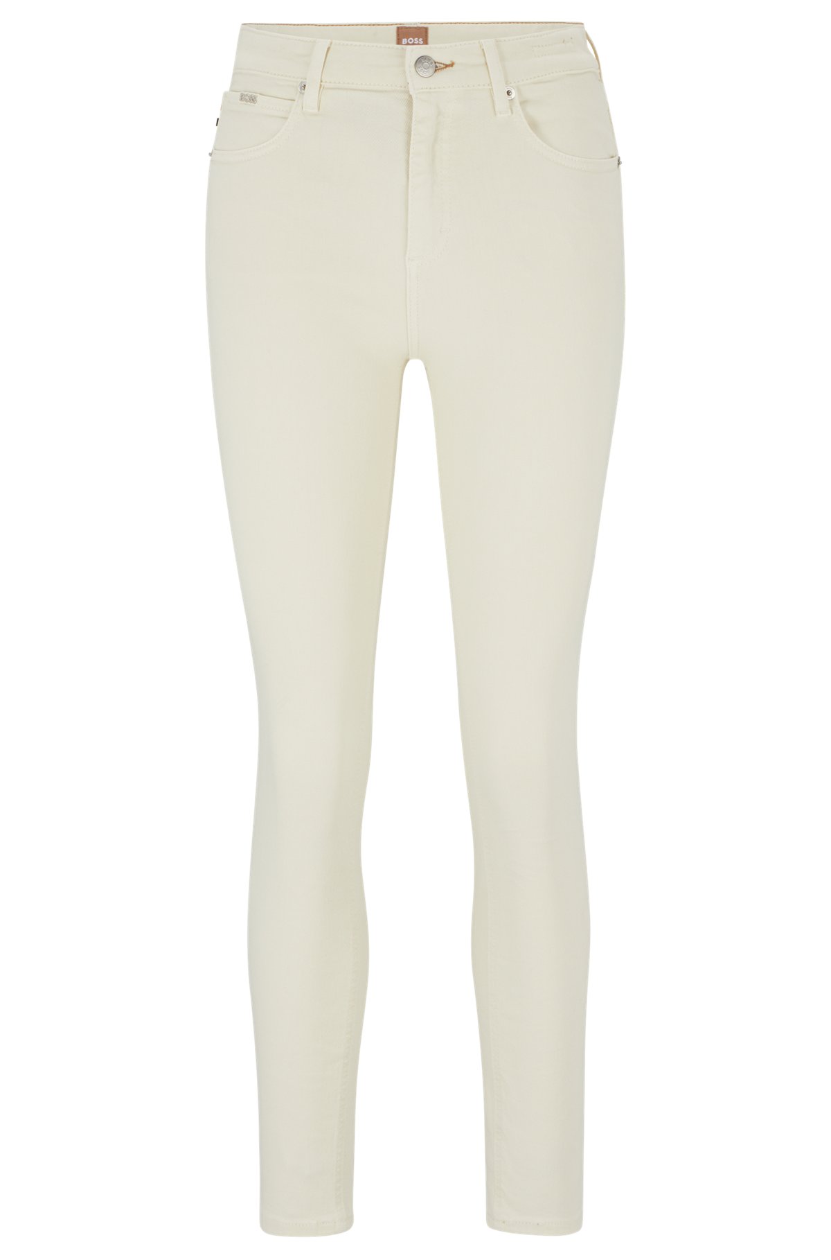 Jeans aus überfärbtem Stretch-Denim mit mittlerer Bundhöhe und Cropped-Länge, Weiß