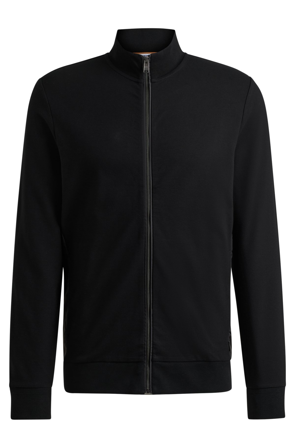 BOSS - Mercerised-cotton zip-up jacket with piping details