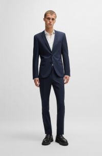 Extra-slim-fit suit in stretch cotton, Dark Blue