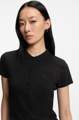 Poloshirt aus Baumwoll-Piqu&eacute; mit Logo-Detail, Schwarz