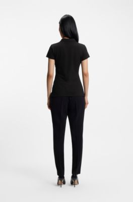 Poloshirt aus Baumwoll-Piqu&eacute; mit Logo-Detail, Schwarz