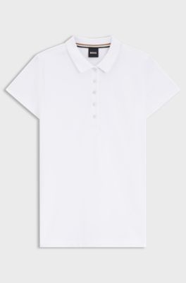 Cotton-piqu&eacute; polo shirt with logo detail, White
