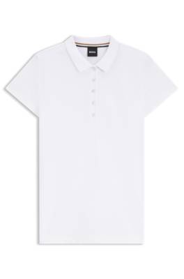 Boss Cotton-piqué polo shirt with logo detail skjortor dam – bild 4