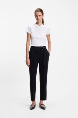 Cotton-piqu&eacute; polo shirt with logo detail, White