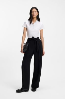 Polo van katoenpiqu&eacute; met logodetail, Wit