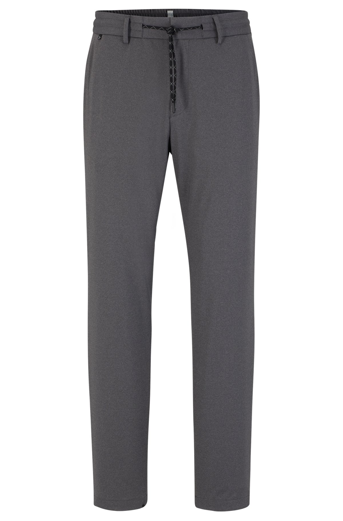 Slim-fit trousers in micro-patterned jersey , Dark Grey
