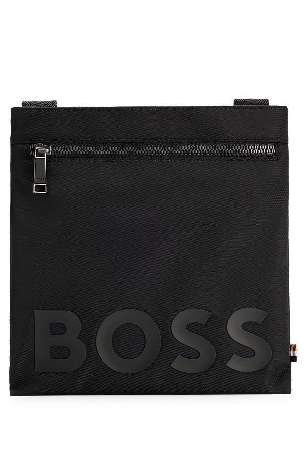 Logo envelope bag in structured recycled material, Black