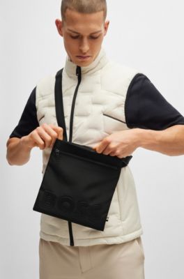 BOSS - Logo envelope bag in structured fabric
