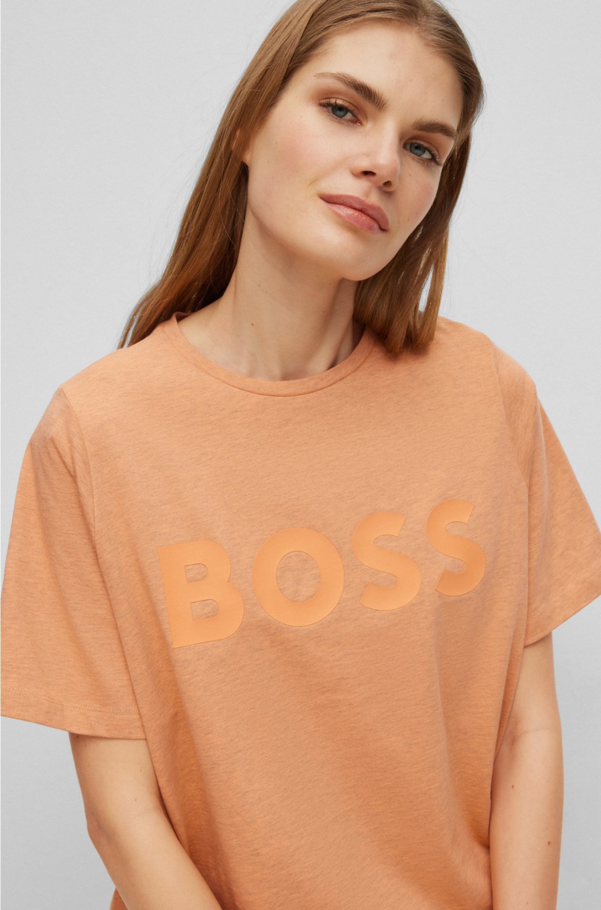 Lav vej engagement Bore BOSS - Oversized-fit T-shirt in organic cotton with logo print