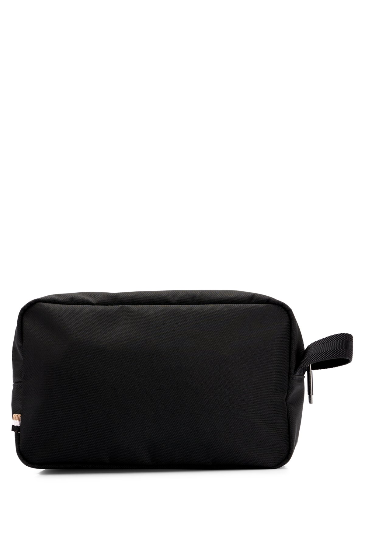 Logo washbag in structured recycled material, Black