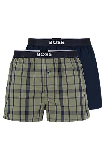 Two-pack of cotton-poplin pyjama shorts, Hugo boss