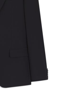 Slim-fit suit in micro-patterned performance-stretch cloth, Dark Blue