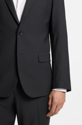 Slim-fit suit in micro-patterned performance-stretch cloth, Dark Blue