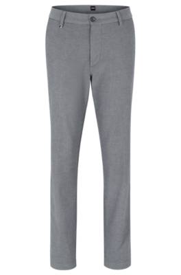 Hugo Boss Slim-fit Trousers In A Cotton Blend In Gray