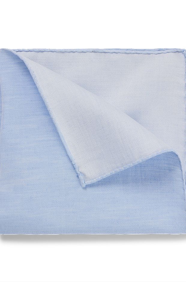Pocket square in cotton and linen blend, Light Blue