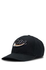 Cotton-twill cap with logo artwork, Black