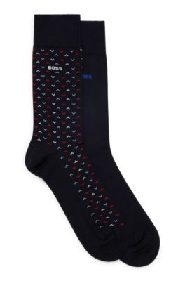 Hugo Boss Two-pack Of Socks In A Cotton Blend In Dark Blue