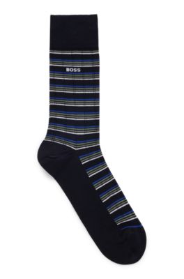 HUGO BOSS REGULAR-LENGTH STRIPED SOCKS IN A MERCERIZED COTTON BLEND