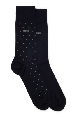 Hugo Boss Two-pack Of Regular-length Socks In Mercerized Fabric In Dark Blue
