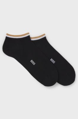 Lot de deux paires de chaussettes basses &agrave; rayures embl&eacute;matiques au niveau des chevilles, Noir