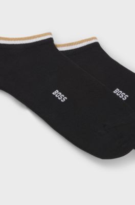 Zweierpack Sneakers-Socken mit Signature-Streifen an den B&uuml;ndchen, Schwarz