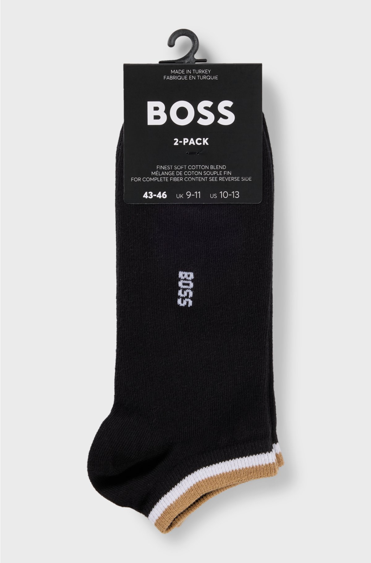 Two-pack of ankle-length socks with signature stripe , Black