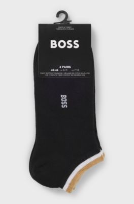 Lot de deux paires de chaussettes basses &agrave; rayures embl&eacute;matiques au niveau des chevilles, Noir