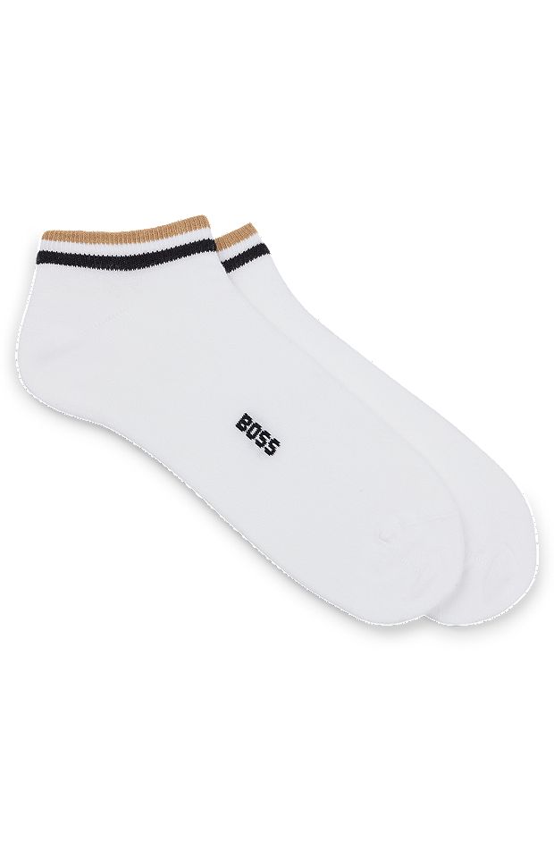 Two-pack of ankle-length socks with signature stripe , White