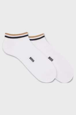 アンクルソックス2足セット シグネチャーストライプカフ, ホワイト