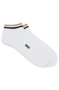 Two-pack of ankle socks with signature-stripe cuffs, White