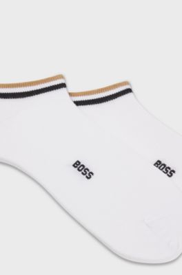 Two-pack of ankle socks with signature-stripe cuffs, White